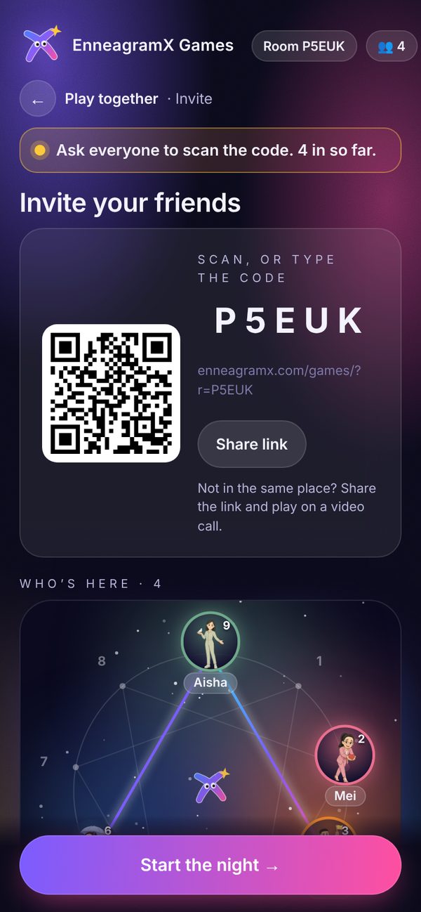 Invite: scan or type the code